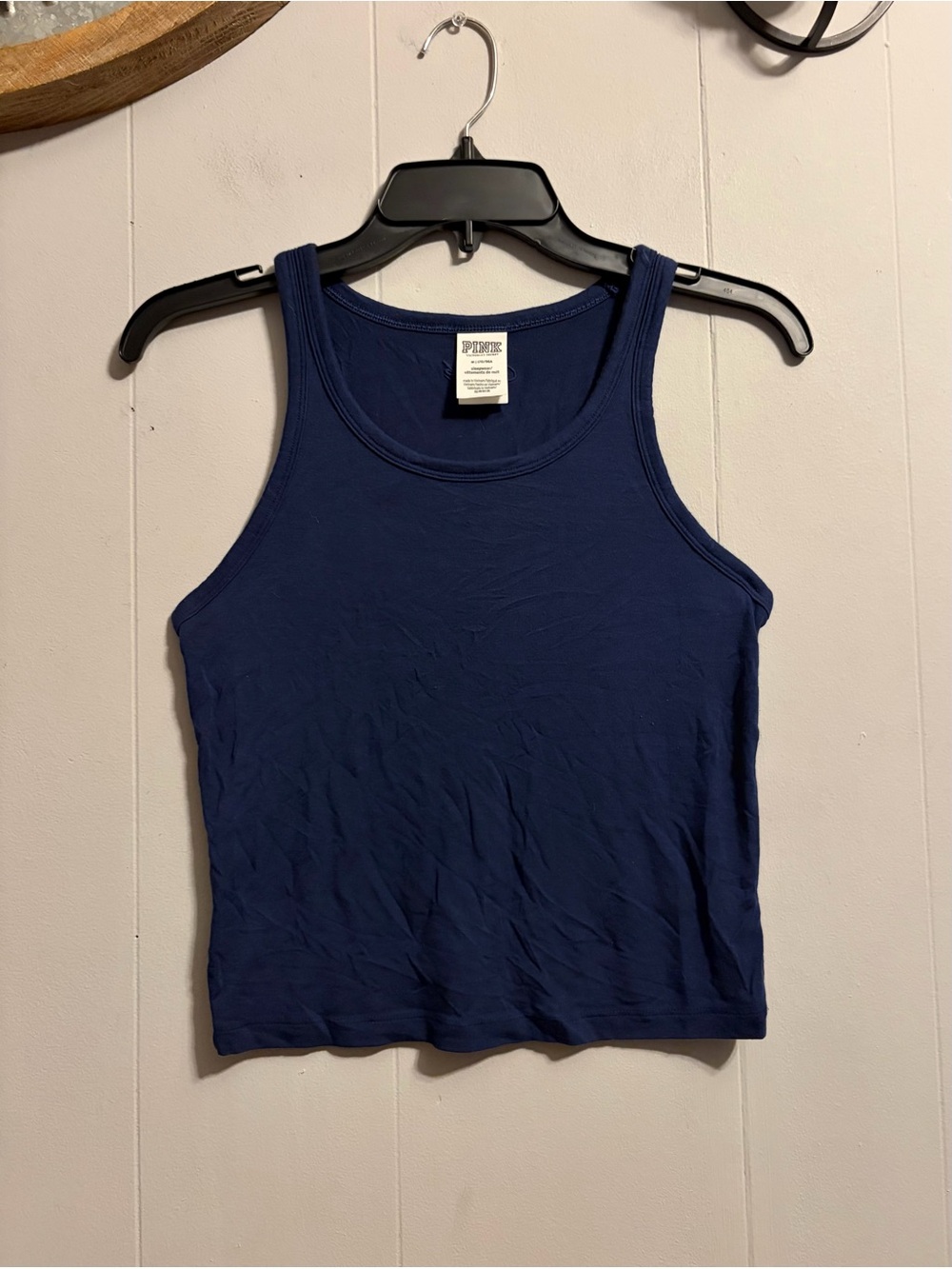 Victoria's Secret PINK Navy Ribbed Scoop Tank Cropped